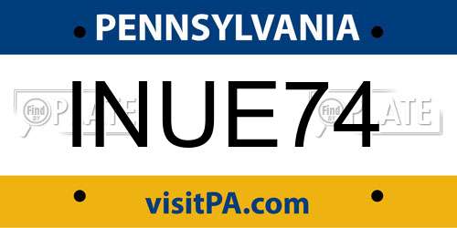 INUE74 Pennsylvania License Plate