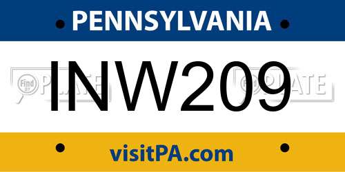 INW209 Pennsylvania License Plate