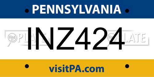 INZ424 Pennsylvania License Plate