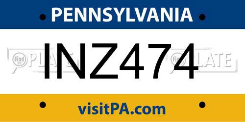 INZ474 Pennsylvania License Plate