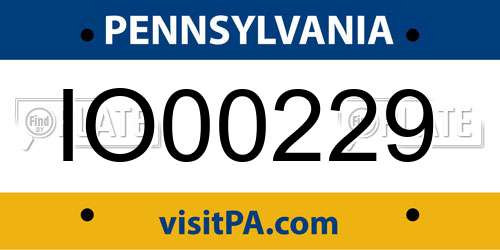 IO00229 Pennsylvania License Plate