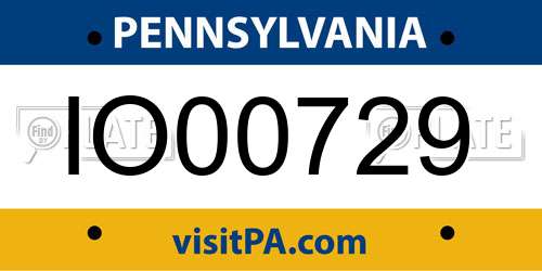 IO00729 Pennsylvania License Plate