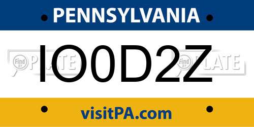IO0D2Z Pennsylvania License Plate