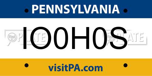 IO0H0S Pennsylvania License Plate