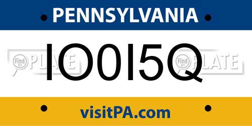 IO0I5Q Pennsylvania License Plate