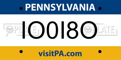IO0I8O Pennsylvania License Plate