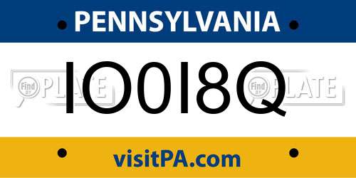 IO0I8Q Pennsylvania License Plate
