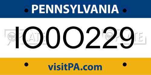 IO0O229 Pennsylvania License Plate