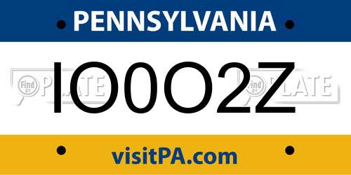 IO0O2Z Pennsylvania License Plate