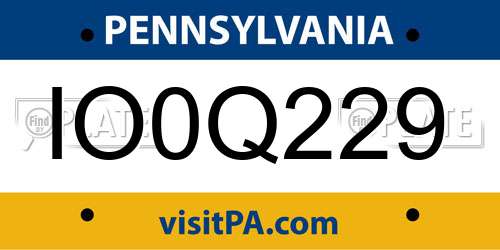 IO0Q229 Pennsylvania License Plate
