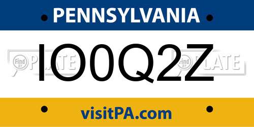 IO0Q2Z Pennsylvania License Plate