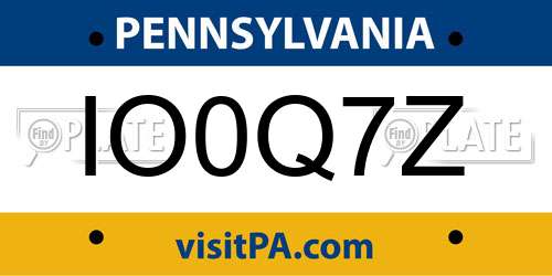 IO0Q7Z Pennsylvania License Plate