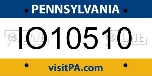 IO10510 Pennsylvania License Plate