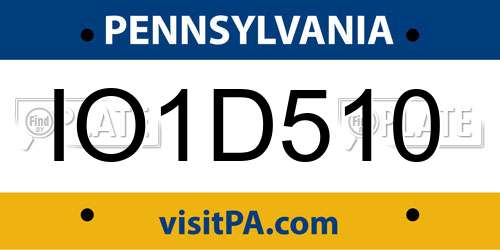 IO1D510 Pennsylvania License Plate