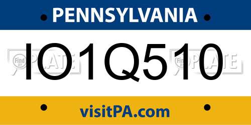 IO1Q510 Pennsylvania License Plate