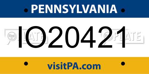 IO20421 Pennsylvania License Plate