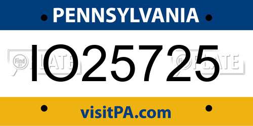 IO25725 Pennsylvania License Plate