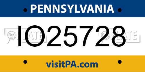 IO25728 Pennsylvania License Plate