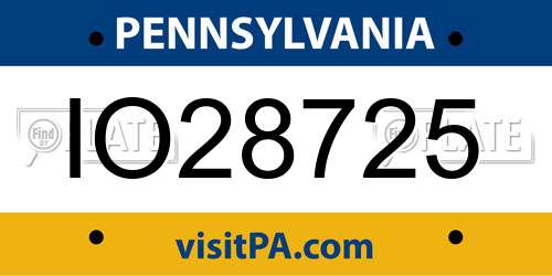 IO28725 Pennsylvania License Plate