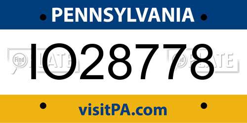 IO28778 Pennsylvania License Plate