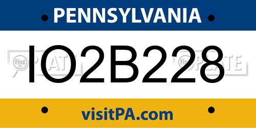 IO2B228 Pennsylvania License Plate