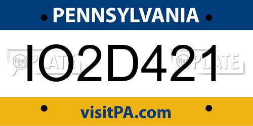 IO2D421 Pennsylvania License Plate