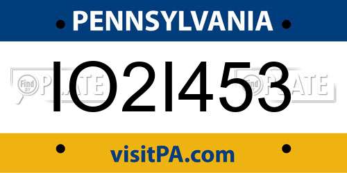 IO2I453 Pennsylvania License Plate