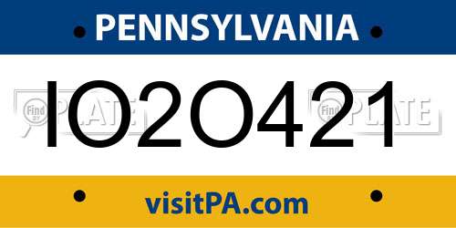 IO2O421 Pennsylvania License Plate