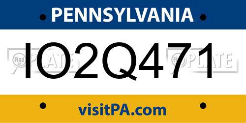 IO2Q471 Pennsylvania License Plate