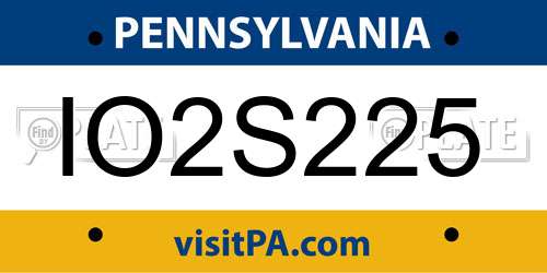 IO2S225 Pennsylvania License Plate