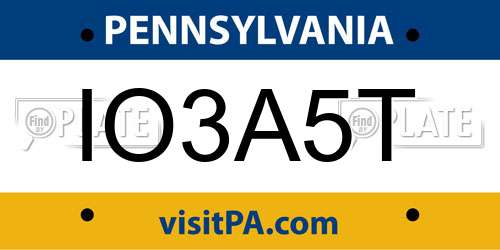 IO3A5T Pennsylvania License Plate