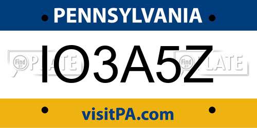 IO3A5Z Pennsylvania License Plate
