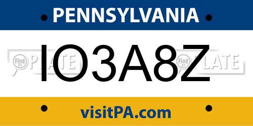IO3A8Z Pennsylvania License Plate