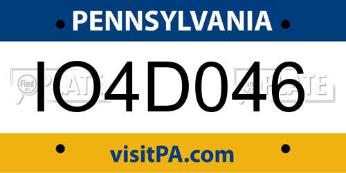 IO4D046 Pennsylvania License Plate
