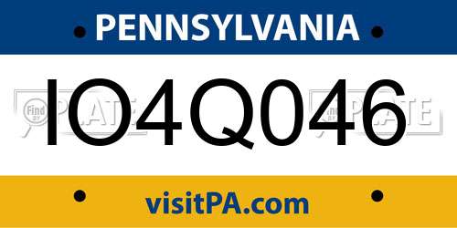 IO4Q046 Pennsylvania License Plate
