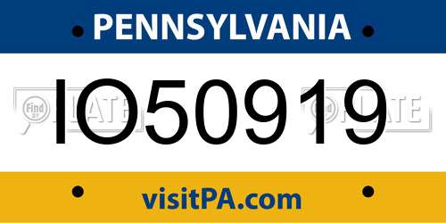 IO50919 Pennsylvania License Plate
