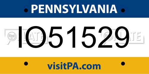 IO51529 Pennsylvania License Plate