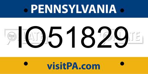 IO51829 Pennsylvania License Plate