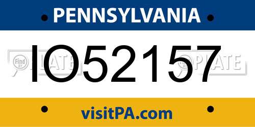IO52157 Pennsylvania License Plate