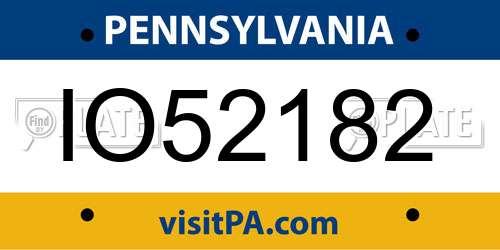 IO52182 Pennsylvania License Plate