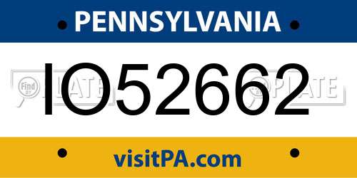 IO52662 Pennsylvania License Plate