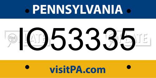 IO53335 Pennsylvania License Plate