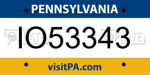 IO53343 Pennsylvania License Plate