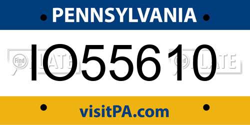 IO55610 Pennsylvania License Plate