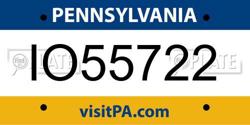 IO55722 Pennsylvania License Plate