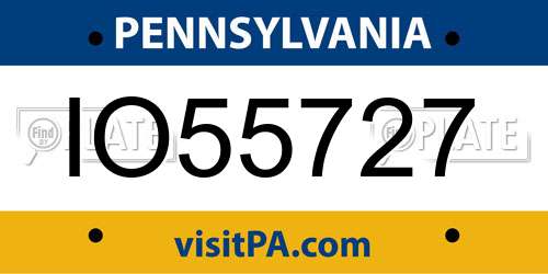 IO55727 Pennsylvania License Plate
