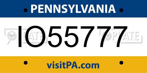 IO55777 Pennsylvania License Plate