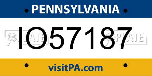 IO57187 Pennsylvania License Plate