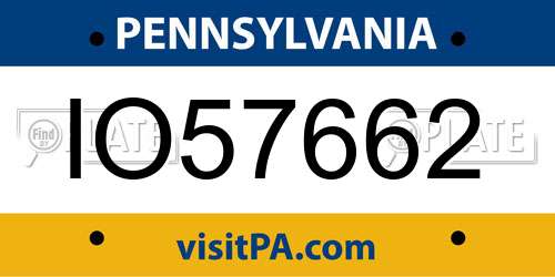 IO57662 Pennsylvania License Plate
