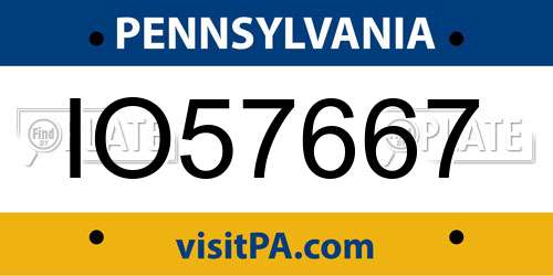 IO57667 Pennsylvania License Plate